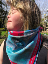 Load image into Gallery viewer, Pond Flower Silk Twill Scarf