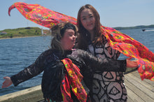 Load image into Gallery viewer, Red Lemon Silk Chiffon Scarf