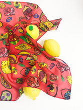 Load image into Gallery viewer, Red Lemon Silk Chiffon Scarf