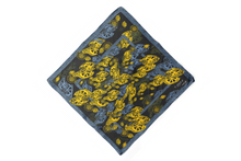 Load image into Gallery viewer, Lemon Black and Blue Silk Chiffon Scarf