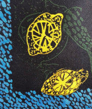 Load image into Gallery viewer, Lemon Black and Blue Silk Twill Scarf